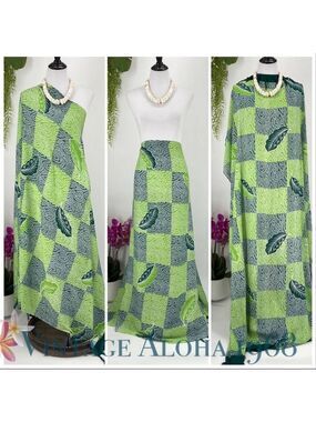 Pine/Lime Green Abstract Checkered Sarong Pareo Beach Wrap Skirt Summer Scarf